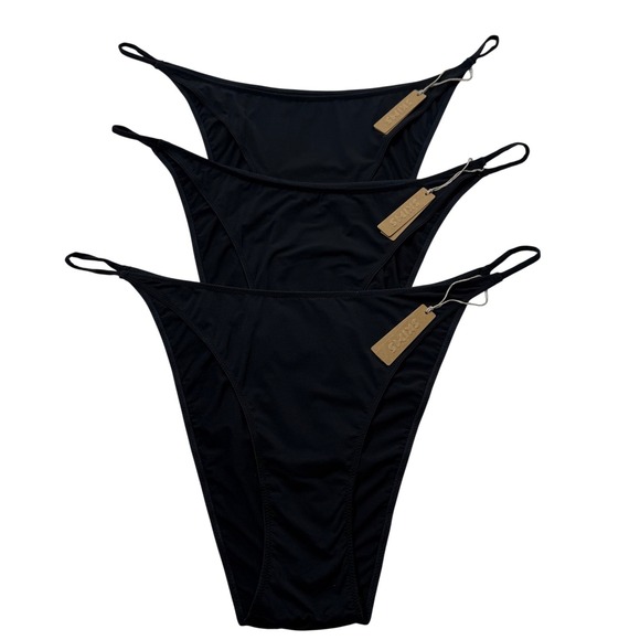 SKIMS Other - SKIMS Micro Cording V Cheeky Bikini Lot of 3 Onyx 4X